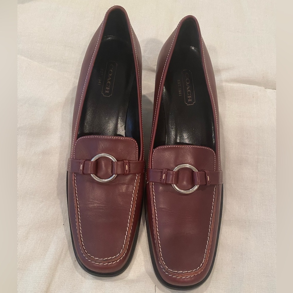 New Coach brown plum loafers size 10 Hill 2,5 inch hill